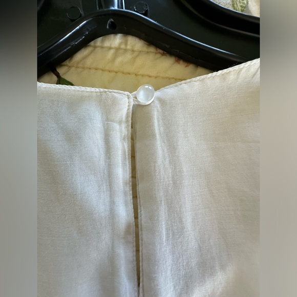 WinterSilks silk blend dressy lined tank top w/lace embroidered bottom off white - Picture 3 of 5